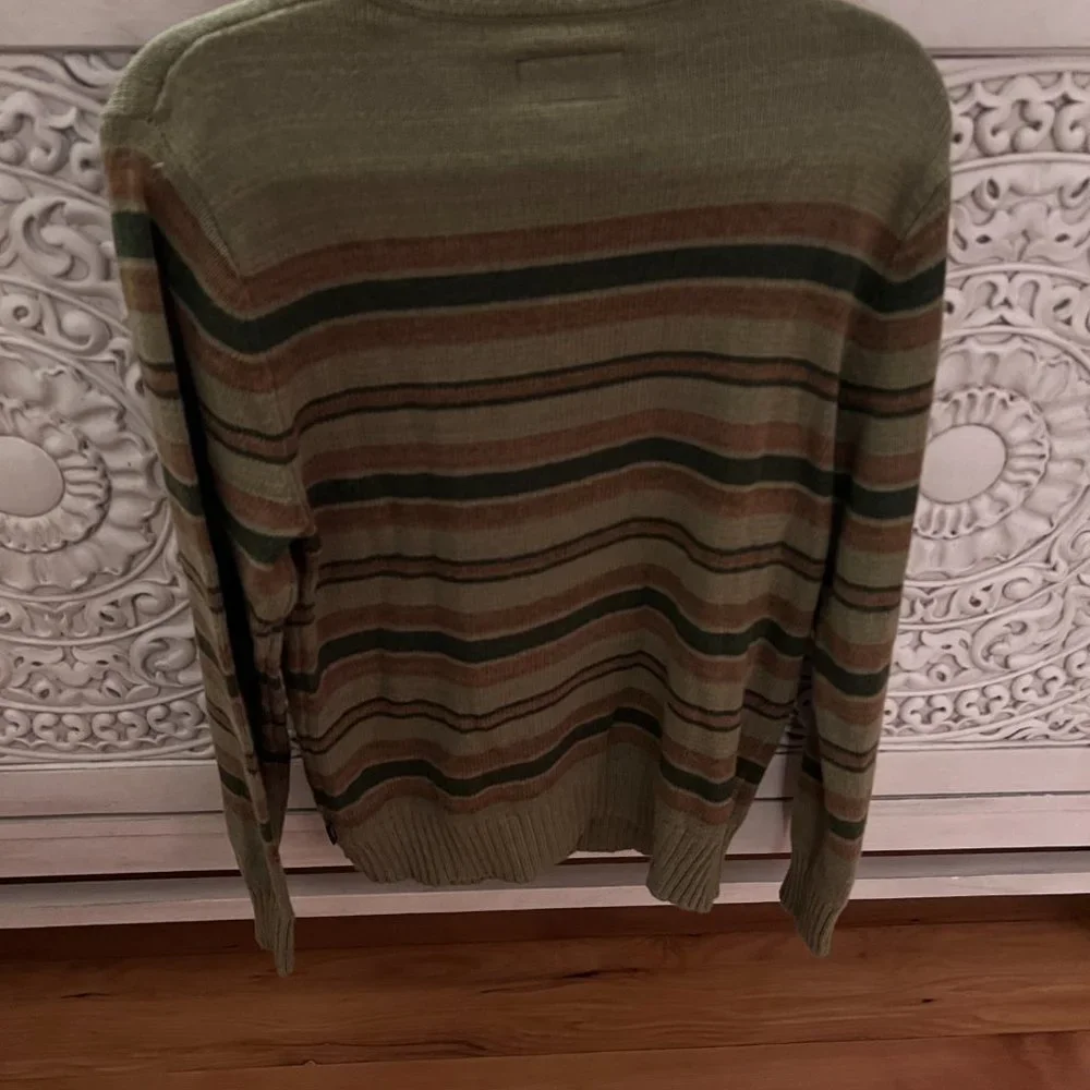 Brixton Surf - Olive Striped Sweater Womens M - Picture 4 of 5